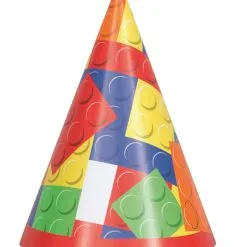 Unique Building Blocks Party Hats 8 Pack
