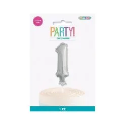 Unique Silver 5 Balloon Cake Topper - 1