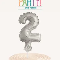 Unique Silver 5 Balloon Cake Topper - 2