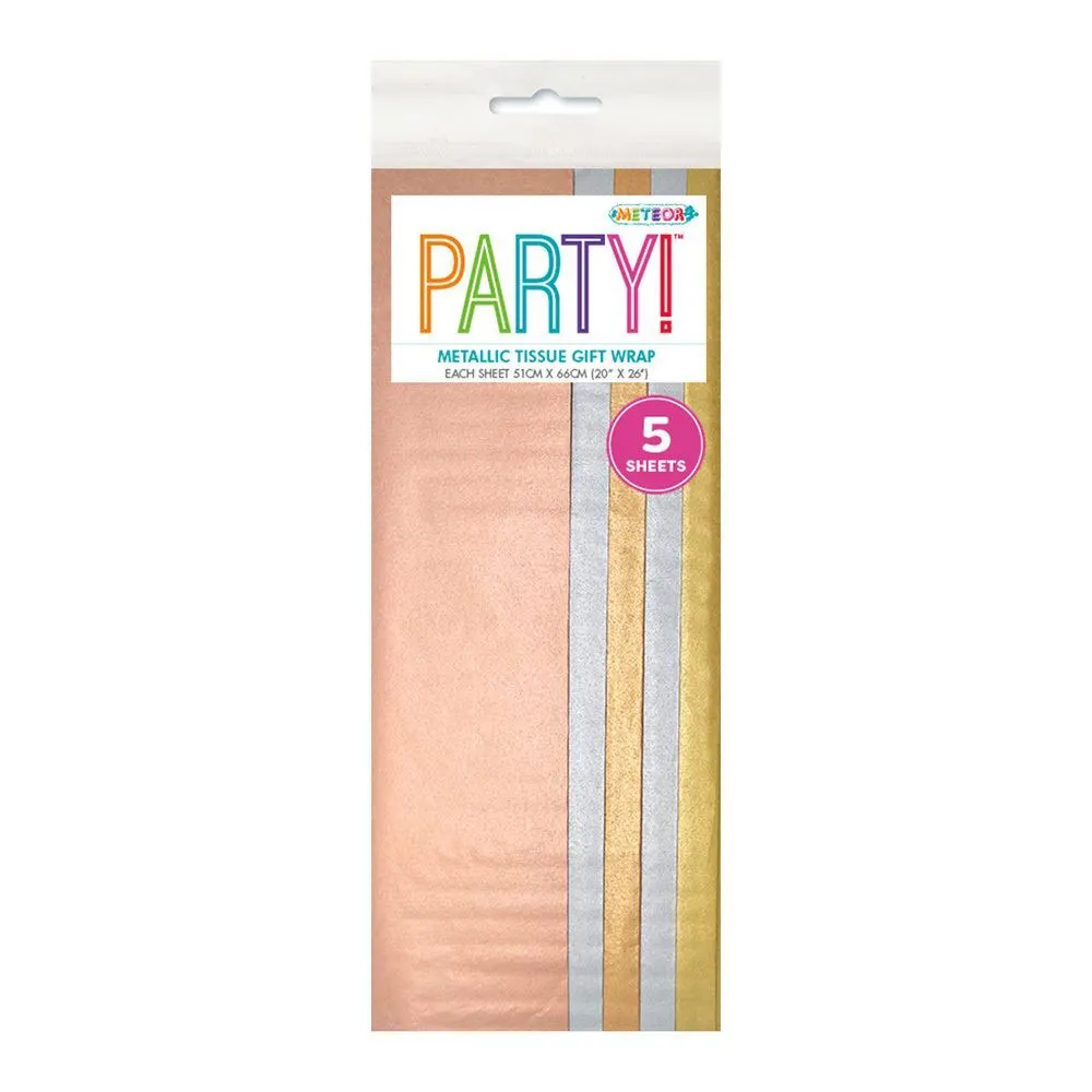 Unique Metallic Assorted Tissue Sheets 5 Pack 1 Unique Metallic Assorted Tissue Sheets 5 Pack