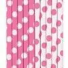 Unique Dots Hot Pink Paper Straws 10 Pack