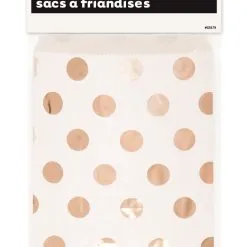 Unique Rose Gold Dot Treat Bags 8 Pack
