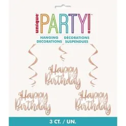 Unique 3 Hanging Swirls - H Bd Rose Gold