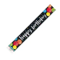 Unique Happy Birthday Colourful Balloon Prismatic Foil Banner