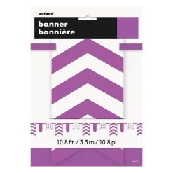 Unique Dots Stripes & Chevron Paper Pennant Banner Pretty Purple 3.3m