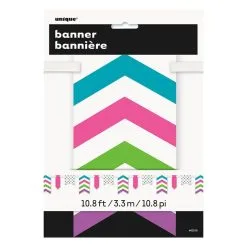 Unique Dots Stripes & Chevron Paper Pennant Banner Bright Multi 3.3m