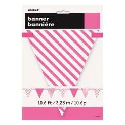 Unique Dots & Stripes Paper Flag Banner Hot Pink 3.23m