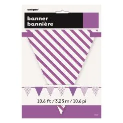 Unique Dots & Stripes Paper Flag Banner Pretty Purple 3.23m