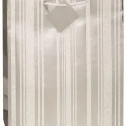 Unique Silver Glitter Stripe Large Gift Bag