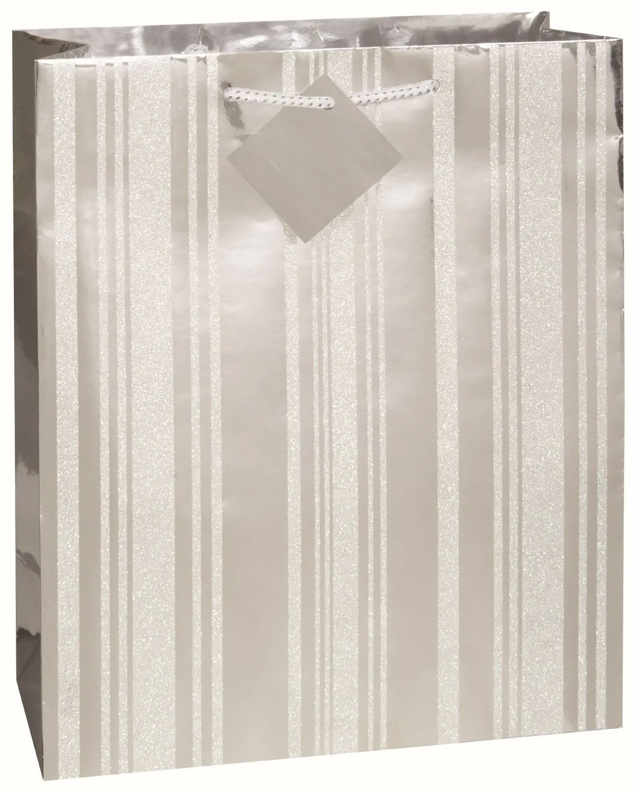 Unique Silver Glitter Stripe Large Gift Bag 1 Unique Silver Glitter Stripe Large Gift Bag