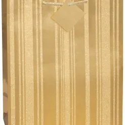 Unique Gold Glitter Stripe Large Gift Bag