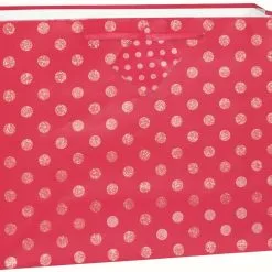 Unique Hot Pink Glitter Dot Horizontal Large Gift Bag
