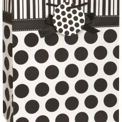 Unique Black & White Dots With Bow Large Gift Bag