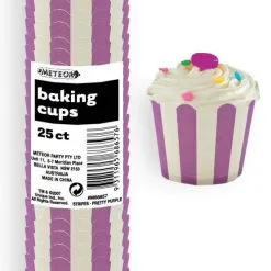 Unique Stripes Purple Paper Baking Cups 25 Pack