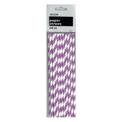 Unique 20 Stripes Paper Straws Purple