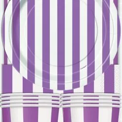 Unique Decorative Stripes Pretty Purple Party 8 Pack