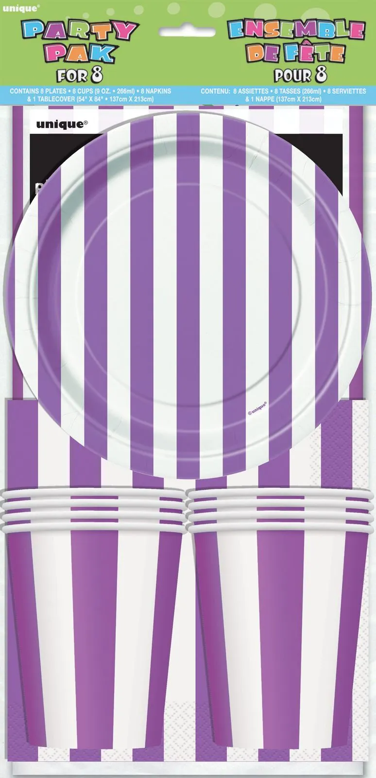 Unique Decorative Stripes Pretty Purple Party 8 Pack 1 Unique Decorative Stripes Pretty Purple Party 8 Pack