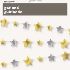 Unique Gold&Silver Stars Garland 9ft