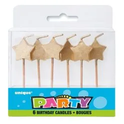 Unique 6 Gold Star Pick Candles