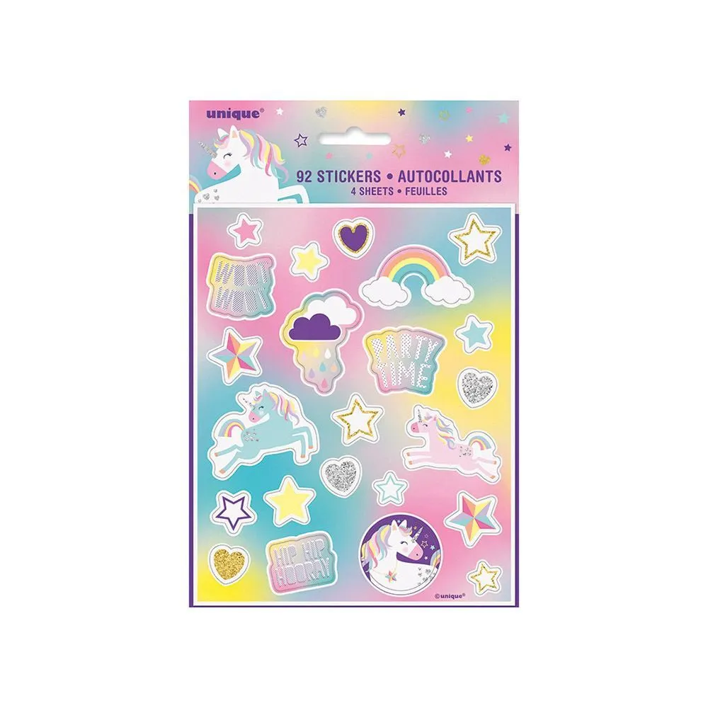 Unique Unicorn Party 4 Sticker Sheets 1 Unique Unicorn Party 4 Sticker Sheets