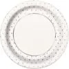 Unique Silver Foil Dots Paper Plates 18cm 8 Pack