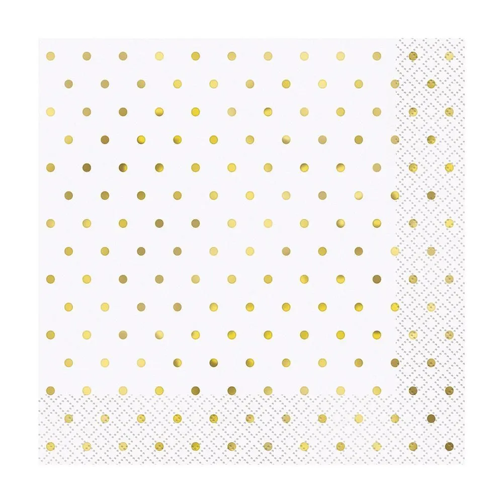 Unique Gold Foil Dots Luncheon Napkins 16 Pack 1 Unique Gold Foil Dots Luncheon Napkins 16 Pack