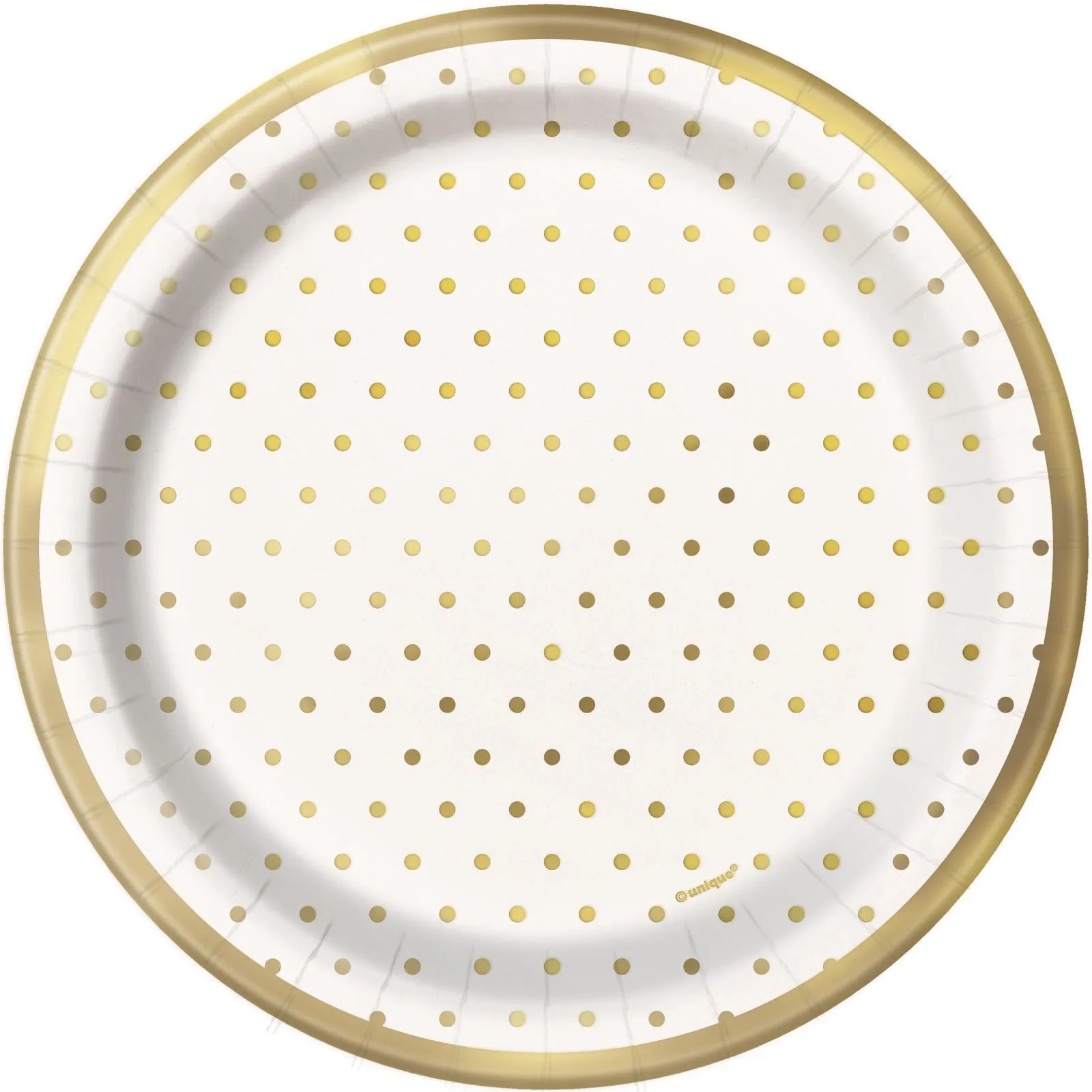 Unique Foil Stamped Mini Dots Gold Paper Plates 18cm 8 Pack 1 Unique Foil Stamped Mini Dots Gold Paper Plates 18cm 8 Pack