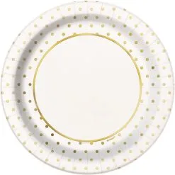 Unique Gold Foil Dots Paper Plates 18cm 8 Pack