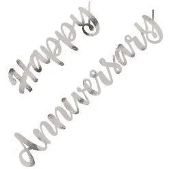 Unique Happy Anniversary Silver Jointed Banner
