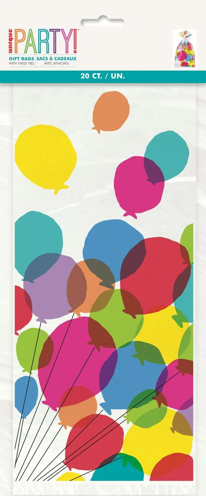 Unique Balloons & Rainbow Cello Bags 28cm H X 13cm W 20 Pack 1 Unique Balloons & Rainbow Cello Bags 28cm H X 13cm W 20 Pack