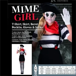 Unique Mime Girl French Clown Circus Artist Adult Womens Dress Halloween Costume Fancy -Costumes Party Store 81121 2