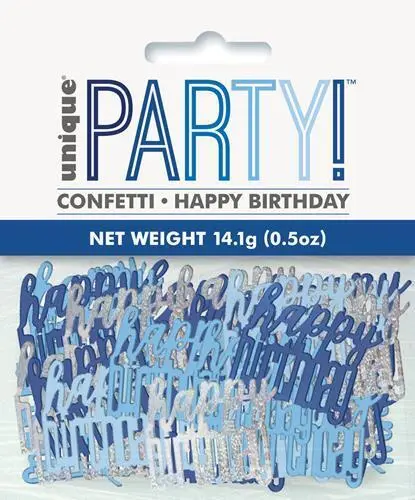Unique Blue Happy Birthday Foil Confetti 14g 1 Unique Blue Happy Birthday Foil Confetti 14g