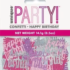 Unique Pink Happy Birthday Foil Confetti 14g