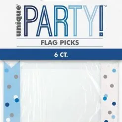 Unique Blue 6 Flag Picks 9cm