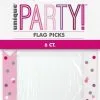 Unique Pink Flag Picks 9cm 6 Pack