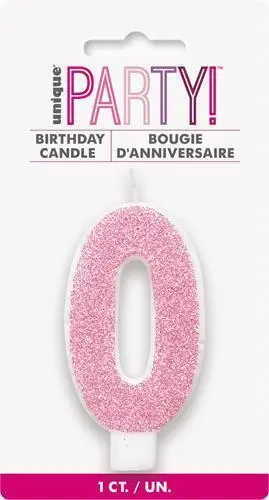 Unique Numeral Candle 0 - Glitter Pink 1 Unique Numeral Candle 0 - Glitter Pink