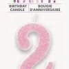 Unique Numeral Candle 2 - Glitter Pink