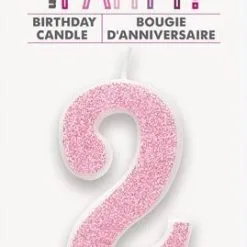 Unique Numeral Candle 2 - Glitter Pink