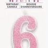 Unique Numeral Candle 6 - Glitter Pink