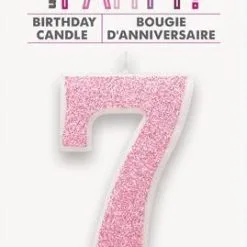 Unique Numeral Candle 7 - Glitter Pink