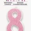 Unique Numeral Candle 8 - Glitter Pink