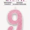 Unique Numeral Candle 9 - Glitter Pink