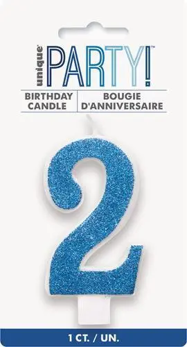 Unique Numeral Candle 2 - Glitter Blue 1 Unique Numeral Candle 2 - Glitter Blue