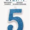 Unique Numeral Candle 5 - Glitter Blue