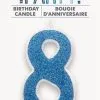 Unique Numeral Candle 8 - Glitter Blue