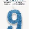 Unique Numeral Candle 9 - Glitter Blue