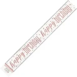 Unique Rose Gold Happy Birthday Prismatic Foil Banner 2.74m