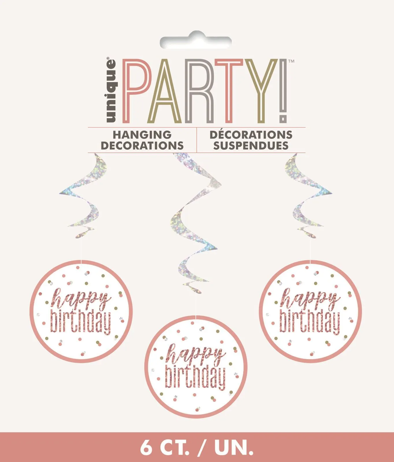 Unique Rose Gold 6 Prismatic Hanging Swirl Decorations Happy Birthday 1 Unique Rose Gold 6 Prismatic Hanging Swirl Decorations Happy Birthday