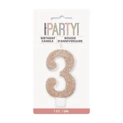 Unique Number Candle 3 - Rose Gold