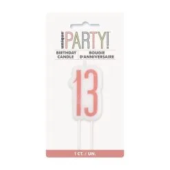 Unique Rose Gold Number Candle - 13